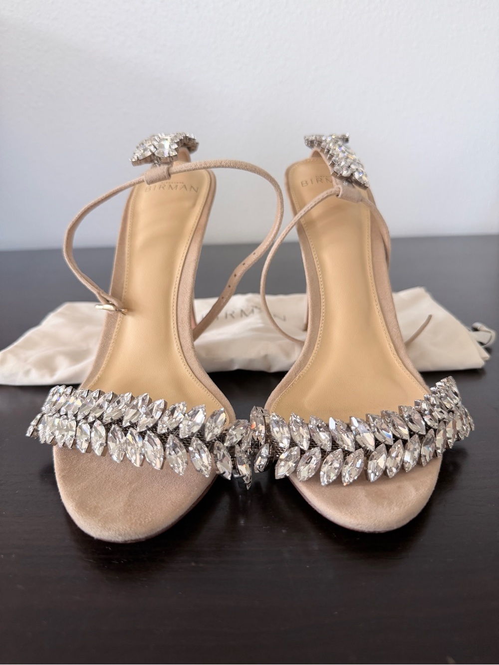 Alexandre Birman Elina Nude Crystal Embellished Sandals, Size EU39
